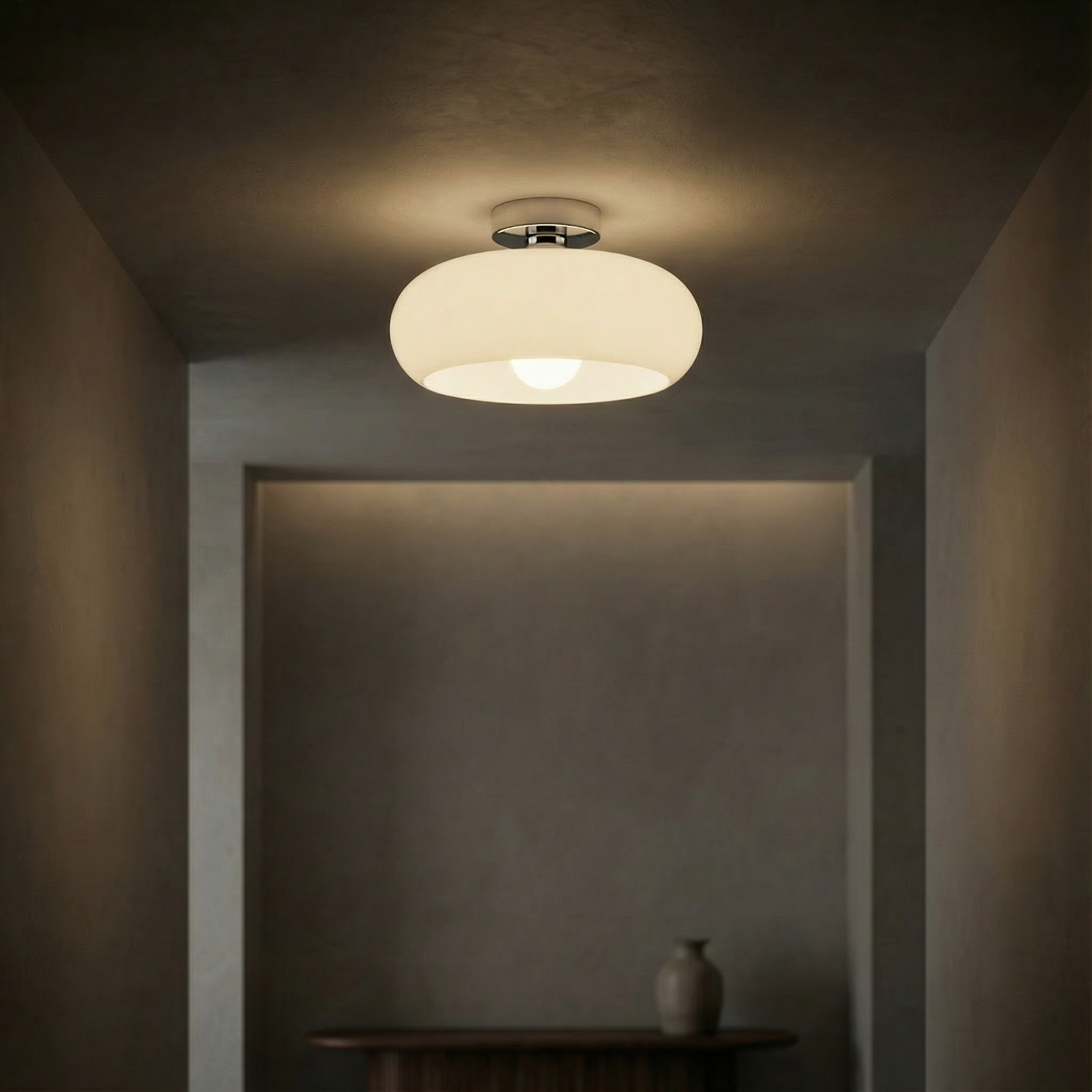 Vintage Glass Ceiling Pendant Light with E27 Socket Semi Flush Mount