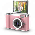 Digital Camera with Flip Screen Compact Vlogging Camera High Resolution Photo and Video with Digital Zoom Rechargeable for Beginners and Kids