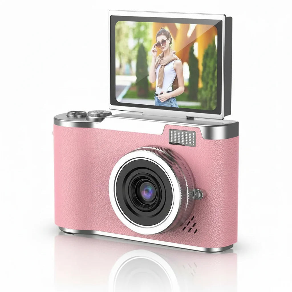 Digital Camera with Flip Screen Compact Vlogging Camera High Resolution Photo and Video with Digital Zoom Rechargeable for Beginners and Kids