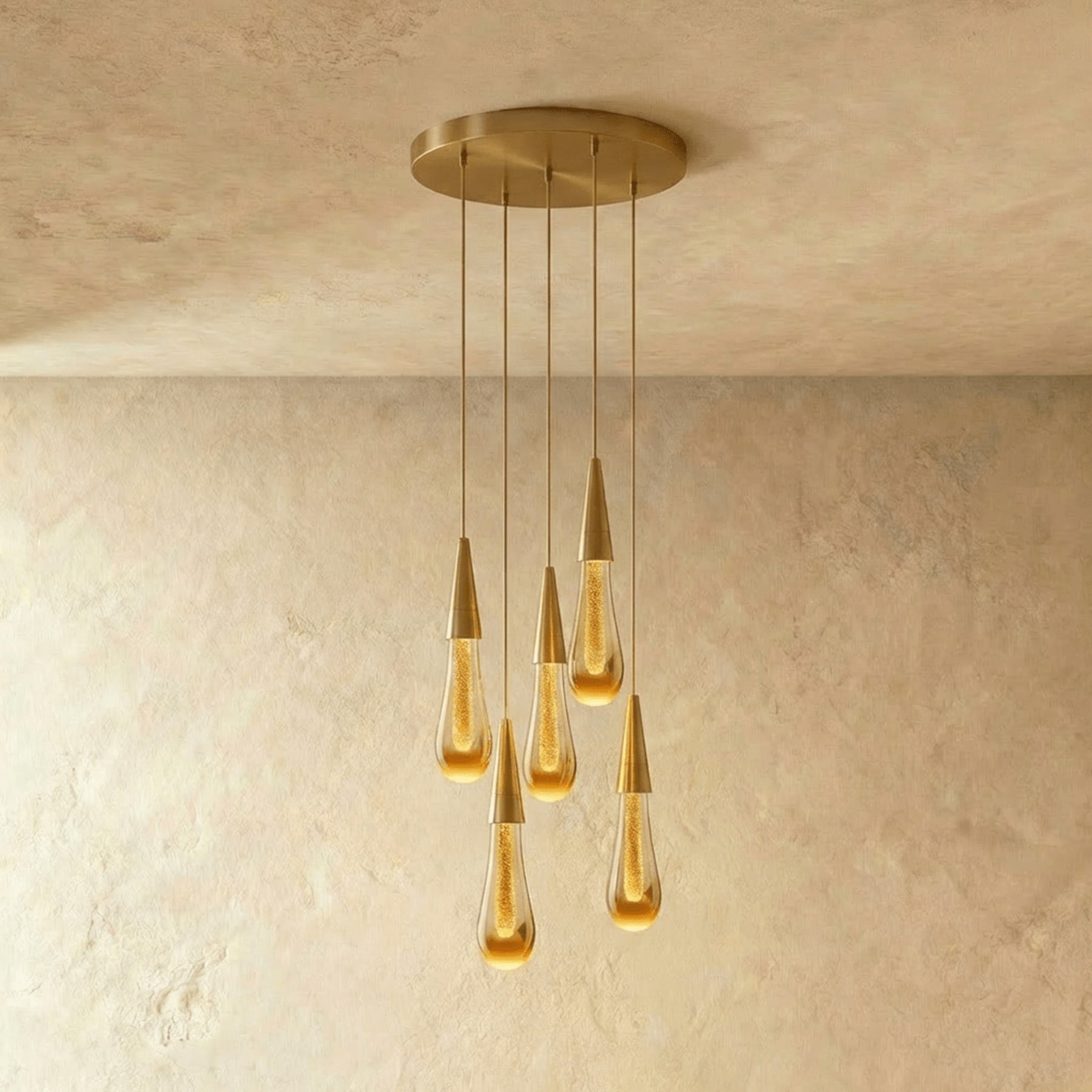 Modern Crystal Pendant Light With Adjustable LED Glow in 5 Pcs Round — Harbor Light Co.
