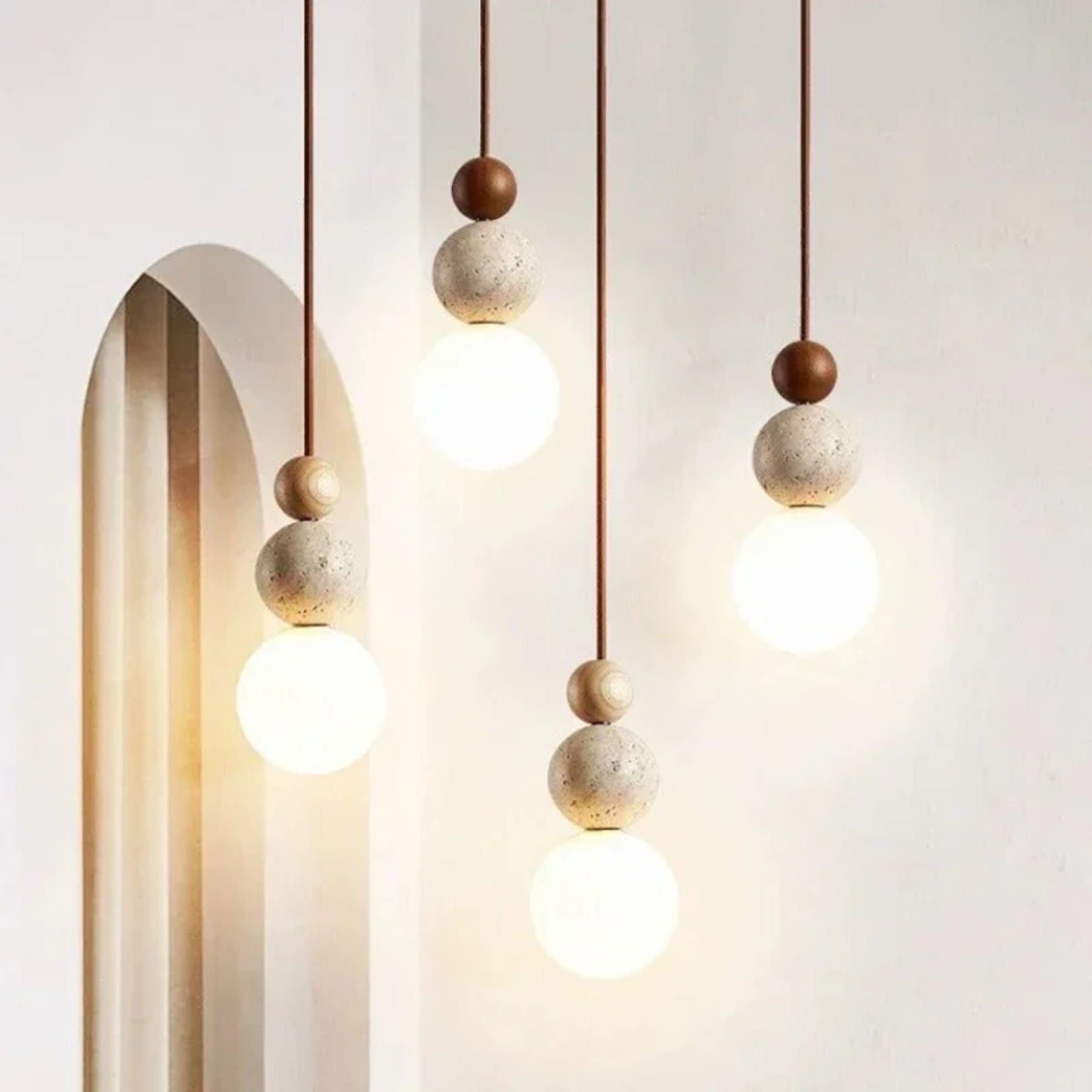 Modern Travertine and Wood Pendant Light for Dining Room — Harbor Light Co.