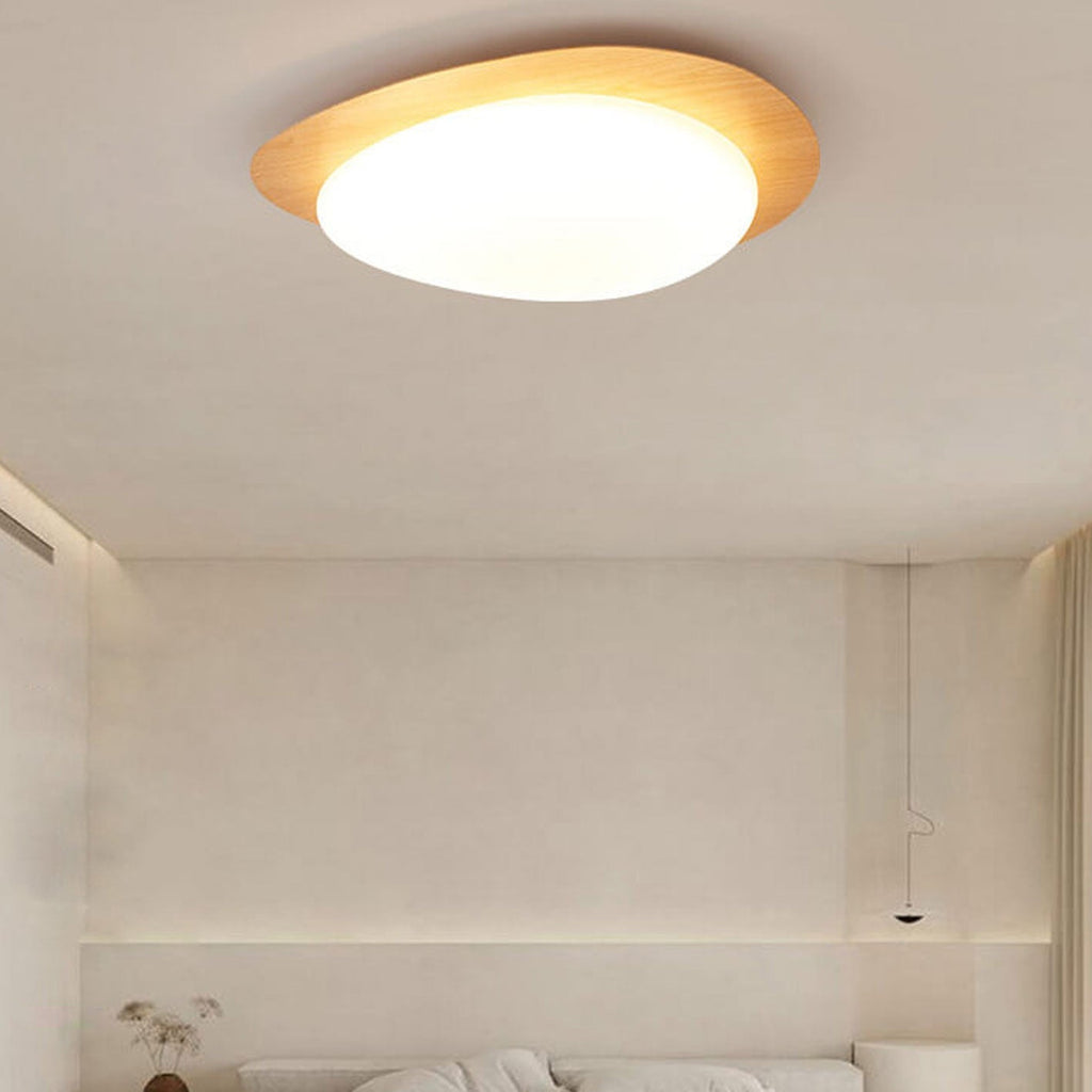 Modern Wood Flush Mount Ceiling Light With Stepless Remote Dimming — Harbor Light Co.