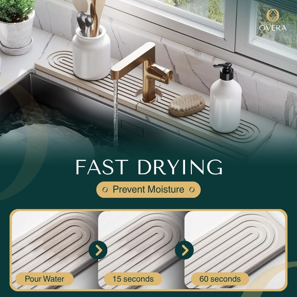 Diatomite Stone Faucet Sink Mat with Quick Drying Absorbent Surface