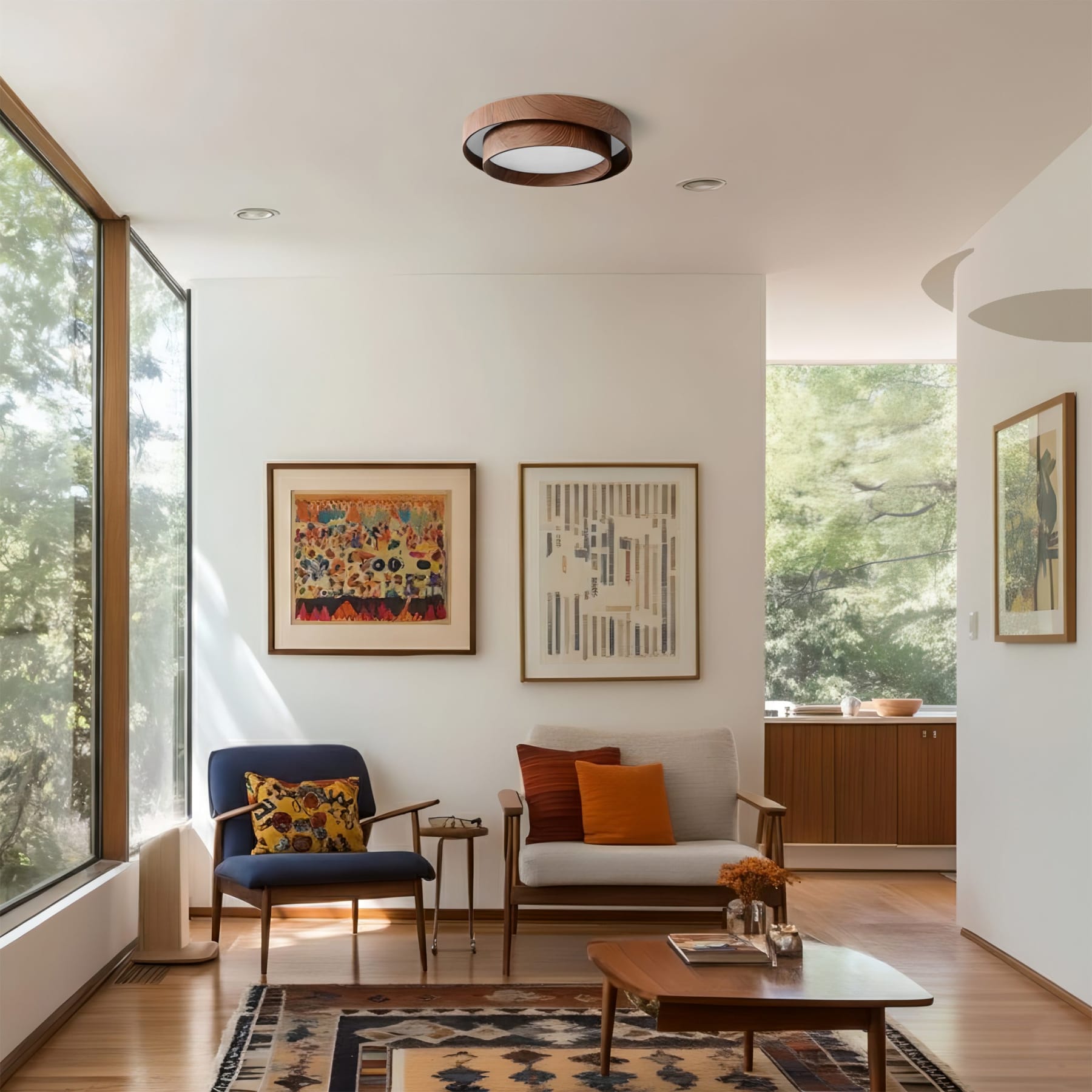 Modern Wood Flush Mount Ceiling Light for Living Room and Bedroom — Harbor Light Co.