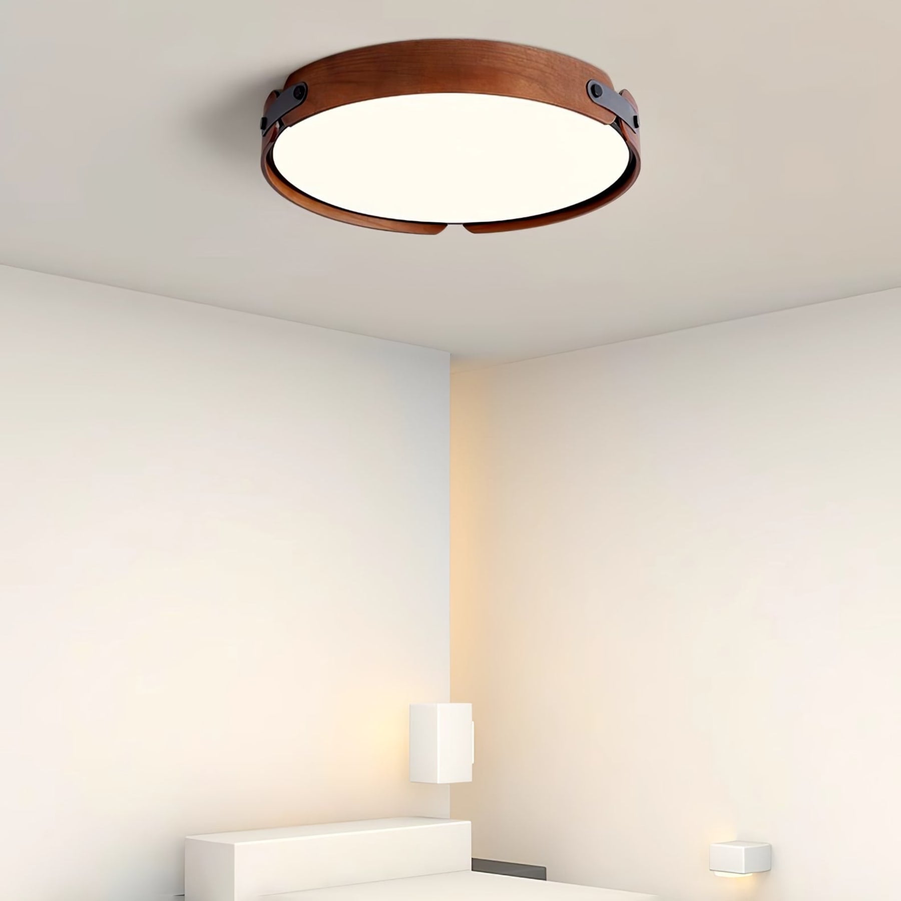 Scandinavian Wood Flush Mount Ceiling Light for Living Room — Harbor Light Co.