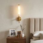 Modern Faux Alabaster Wall Light With Warm Glowing Shade — Harbor Light Co.