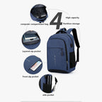 Waterproof Laptop Backpack with USB Charging Port Lightweight Men's Travel Backpack with Padded Laptop Compartment and Side Bottle Pockets