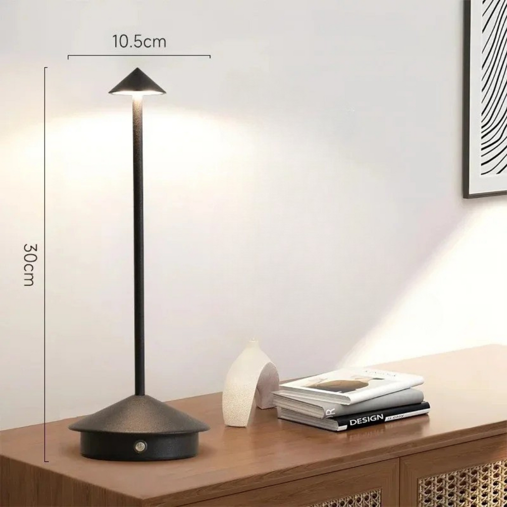 Modern Aluminium Cone LED Light Rechargeable Table Lamp