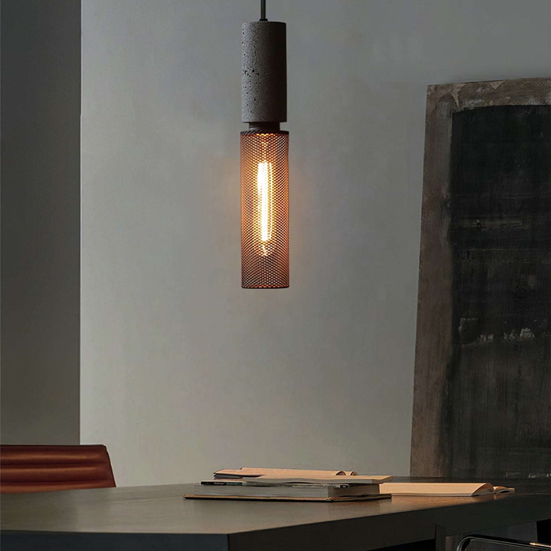 Industrial Wrought Iron Concrete Pendant Light With Warm LED Glow — Harbor Light Co.