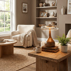 Modern Ash Wood and Brass Table Lamp for Living Room — Harbor Light Co.