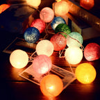 Cotton Ball String Lights LED Garland Fairy Lights USB or Battery Powered for Bedroom Nursery and Party Decor
