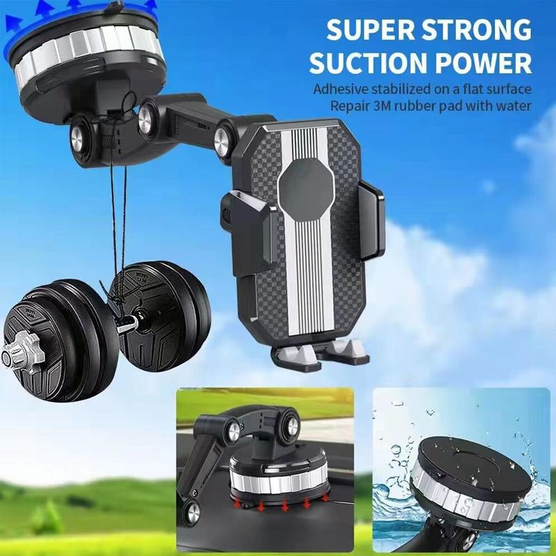 Car Phone Mount Dashboard Windshield Suction Cup Phone Holder with Telescopic Arm and Rotating Ball Joint