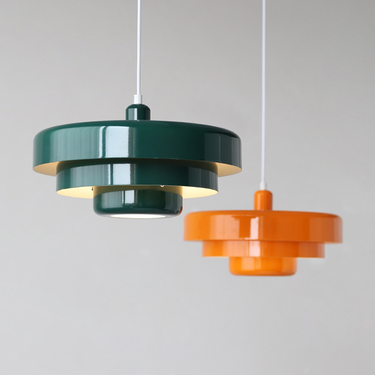 Mid-Century Metal Dining Room Pendant Light with Layered Disc Shade