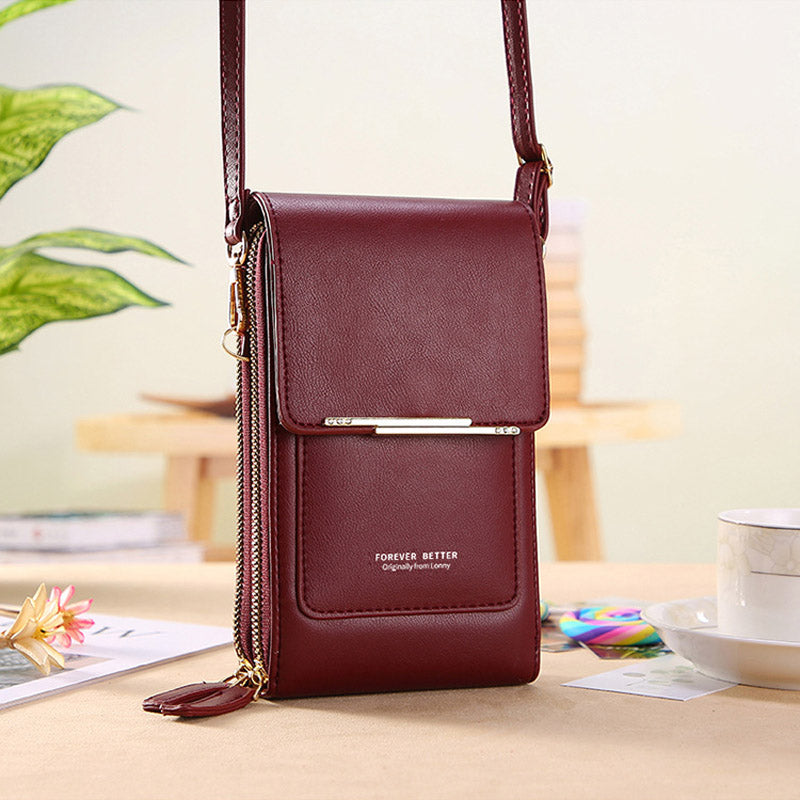 Small Crossbody Phone Bag for Women Anti-Theft RFID Blocking Wallet Purse with Touchscreen Window Card Slots and Adjustable Shoulder Strap