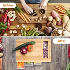 Bamboo Cutting Board with Storage Trays and Interchangeable Graters Multifunctional Kitchen Prep Station with Juice Groove