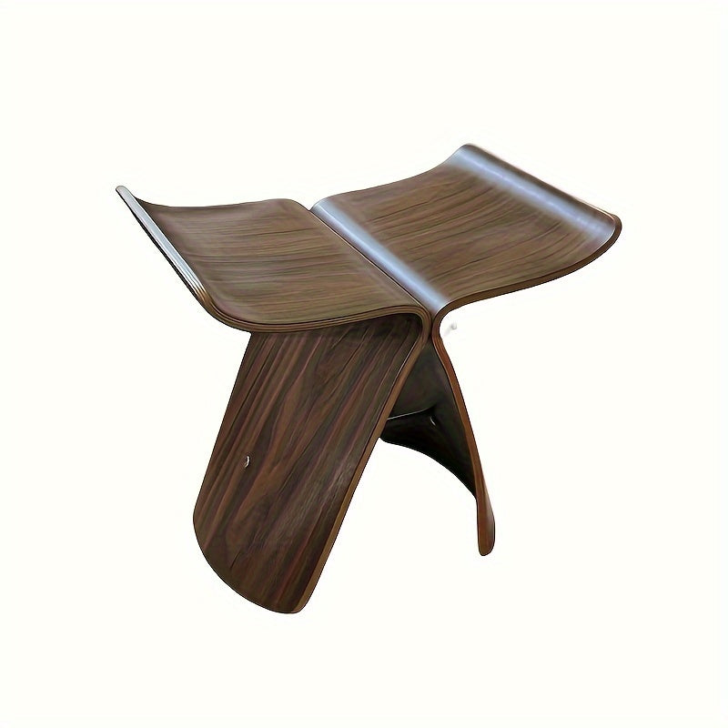 Butterfly Stool Solid Wood Mid Century Modern Bentwood Stool Compact Accent Seat for Living Room Entryway and Bedroom
