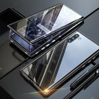 Magnetic Double-Sided Tempered Glass Phone Case for Samsung Galaxy Metal Frame Full Body Protection Self-Locking Buckle