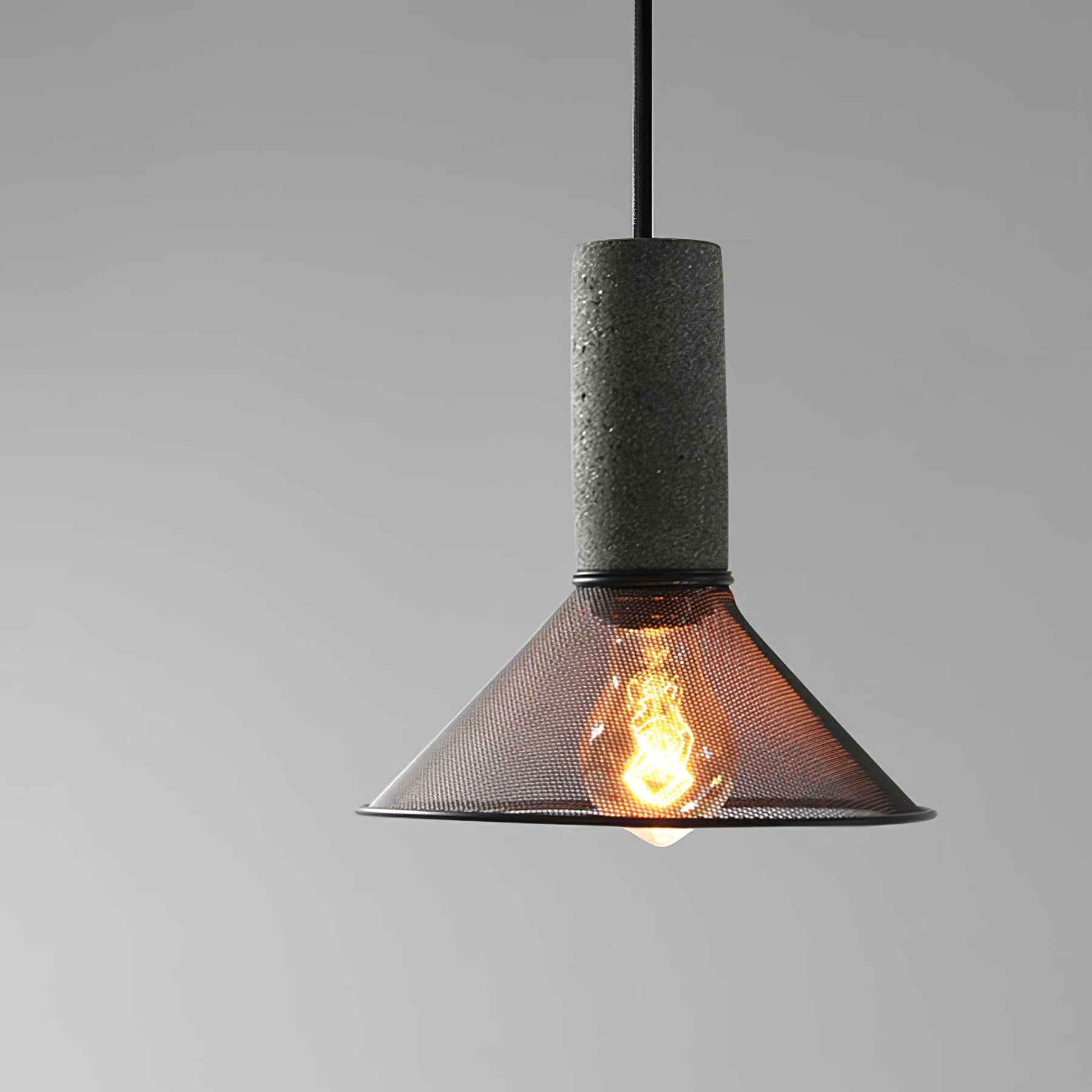 Industrial Wrought Iron Concrete Pendant Light With Warm LED Glow — Harbor Light Co.