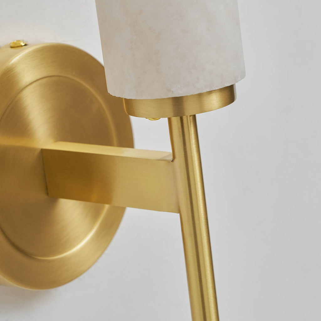 Modern Faux Alabaster Wall Light With Warm Glowing Shade — Harbor Light Co.