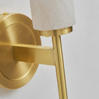 Modern Faux Alabaster Wall Light With Warm Glowing Shade — Harbor Light Co.
