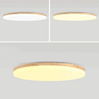 Round Flush Mount Ceiling Light with Wood Rim