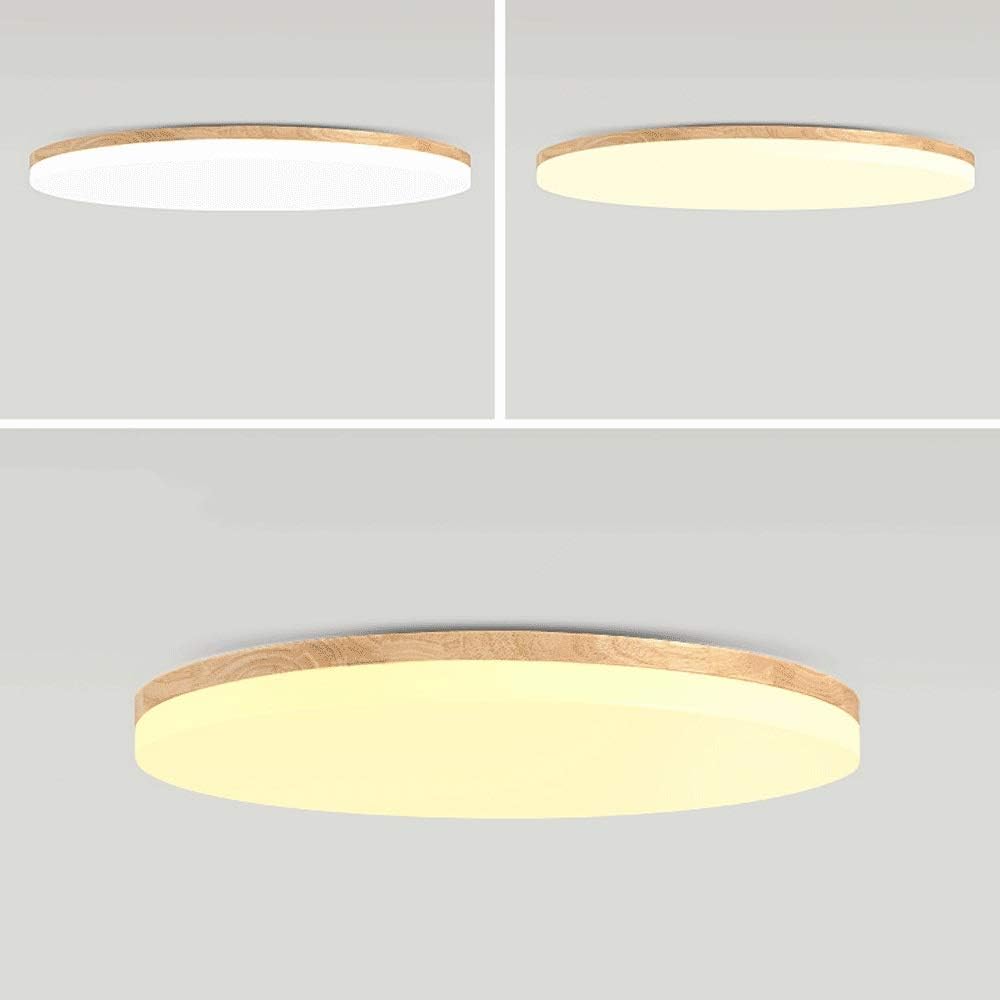 Round Flush Mount Ceiling Light with Wood Rim