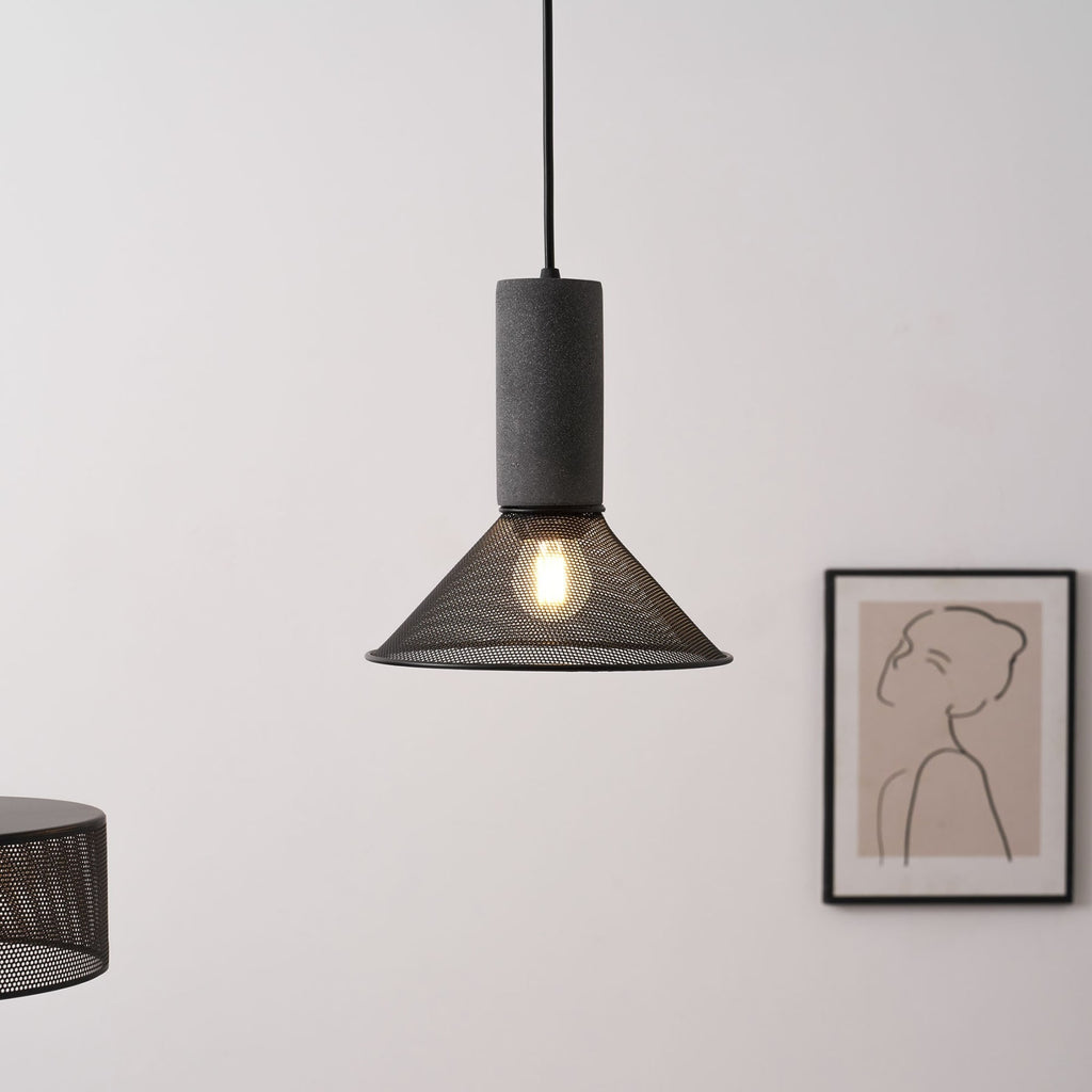 Industrial Wrought Iron Concrete Pendant Light With Warm LED Glow — Harbor Light Co.