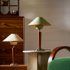 Retro Wood Table Lamp With Fabric Shade for Living Room — Harbor Light Co.