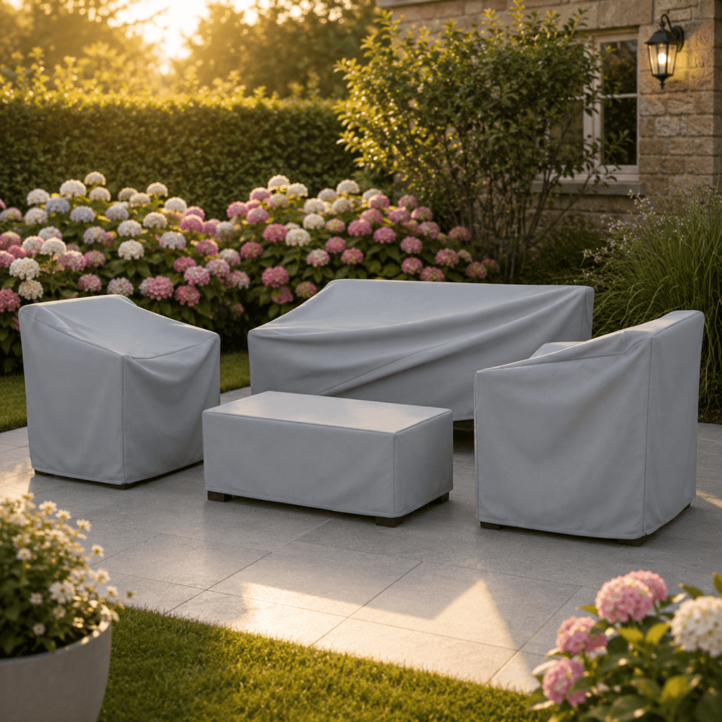 Patio Furniture Cover Water-Repellent Dustproof Outdoor Furniture Cover for Garden Table Chairs and Patio Sets Foldable Protective Cover
