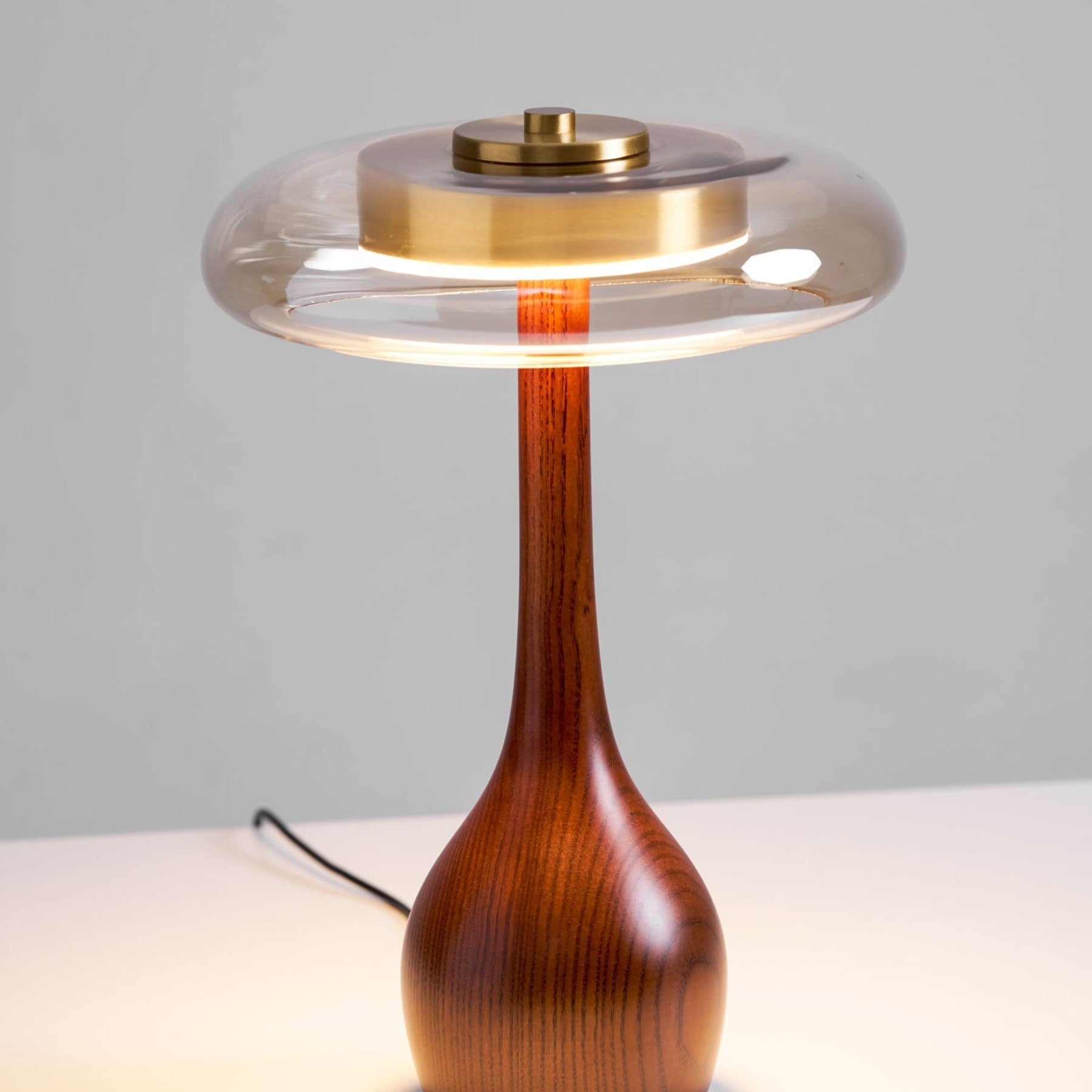Modern Ash Wood and Brass Table Lamp for Living Room — Harbor Light Co.