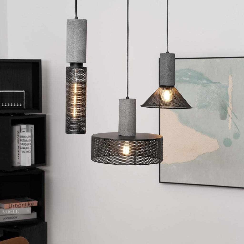 Industrial Wrought Iron Concrete Pendant Light With Warm LED Glow — Harbor Light Co.