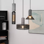 Industrial Wrought Iron Concrete Pendant Light With Warm LED Glow — Harbor Light Co.