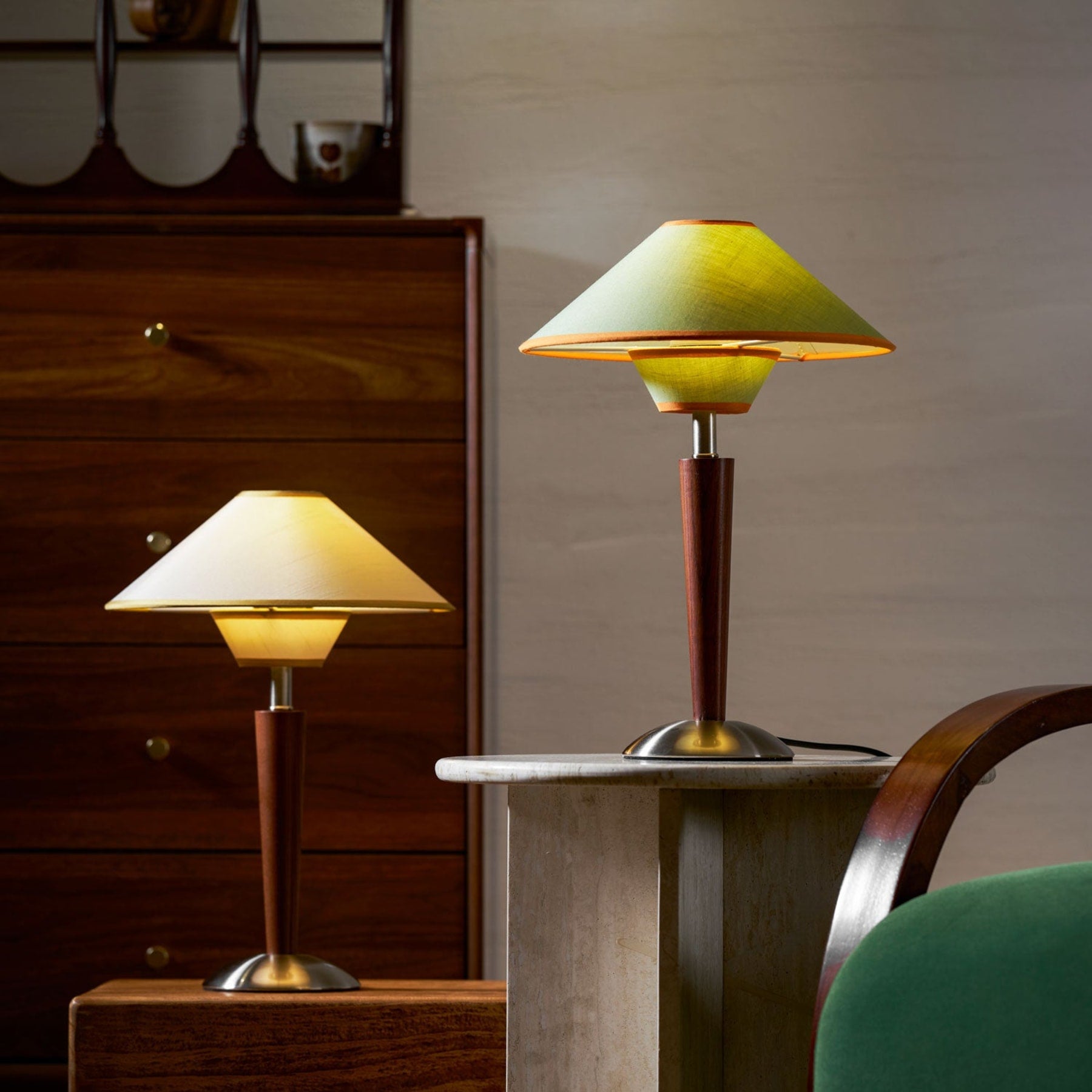Retro Wood Table Lamp With Fabric Shade for Living Room — Harbor Light Co.