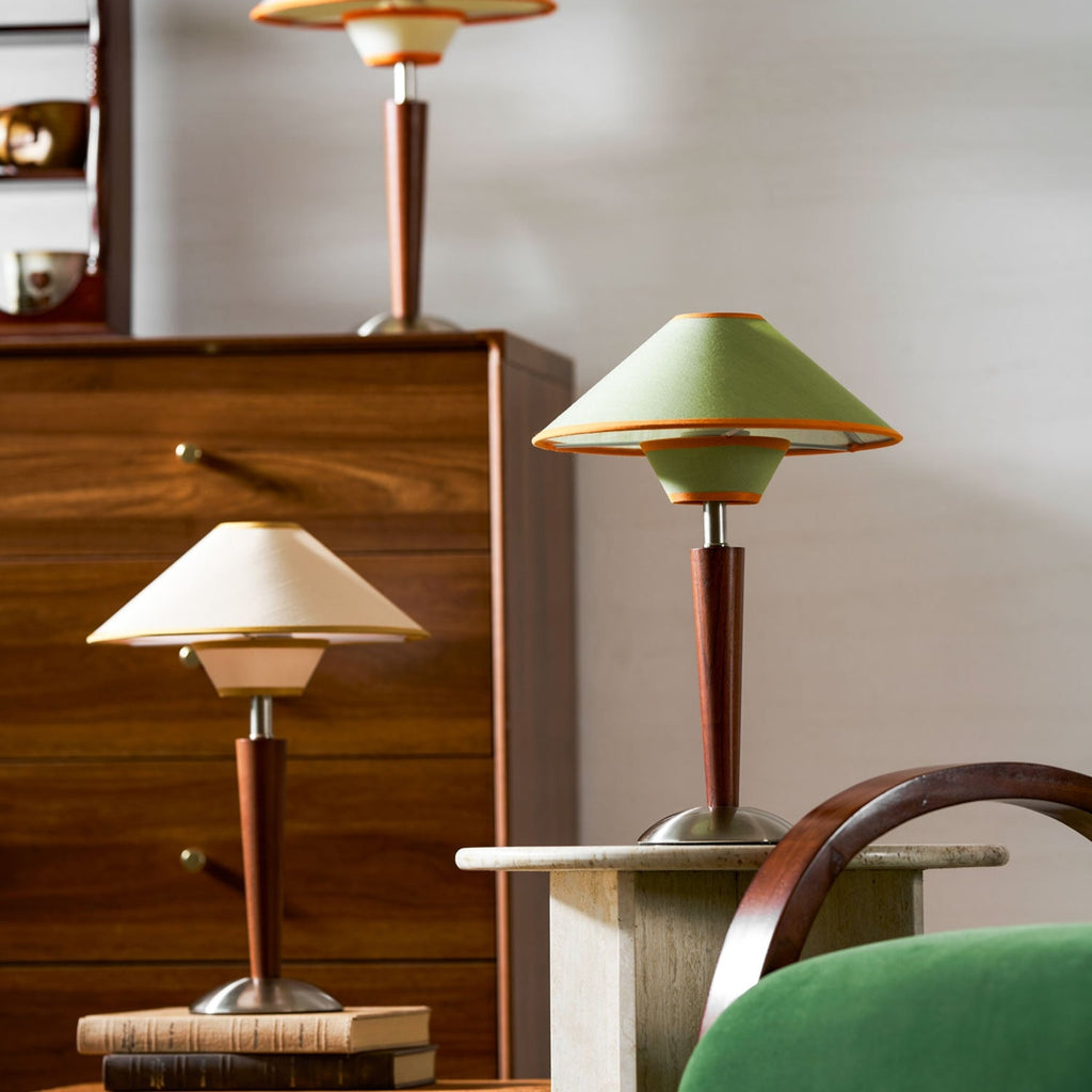 Retro Wood Table Lamp With Fabric Shade for Living Room — Harbor Light Co.