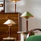 Retro Wood Table Lamp With Fabric Shade for Living Room — Harbor Light Co.