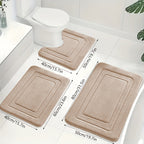 Memory Foam Bath Mat Set Absorbent Non-Slip Bathroom Rugs with U-Shaped Toilet Mat Machine Washable Three Piece Set