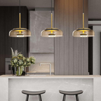 Glass Dining Room Pendant Light with Dimmable LED Light