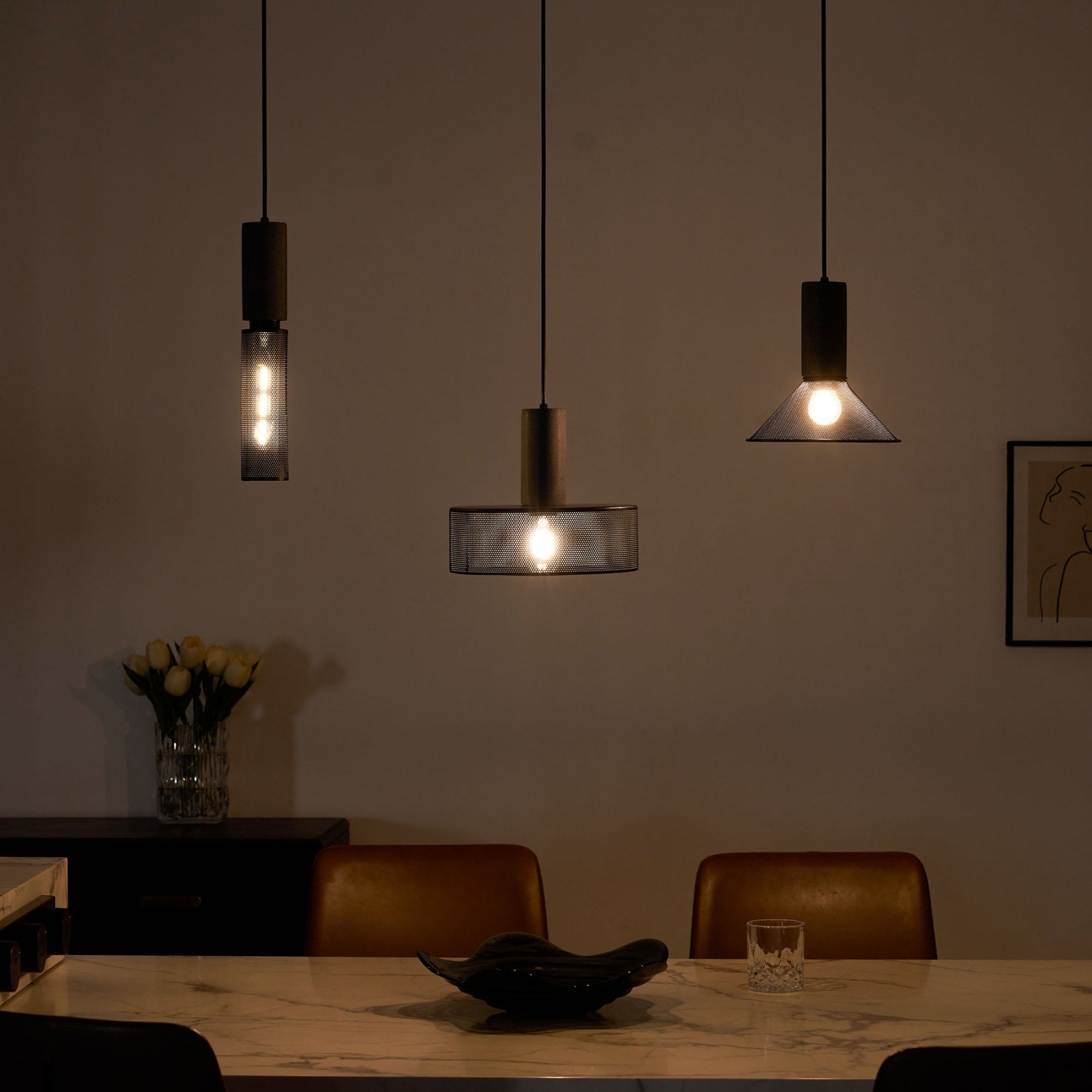 Industrial Wrought Iron Concrete Pendant Light With Warm LED Glow — Harbor Light Co.