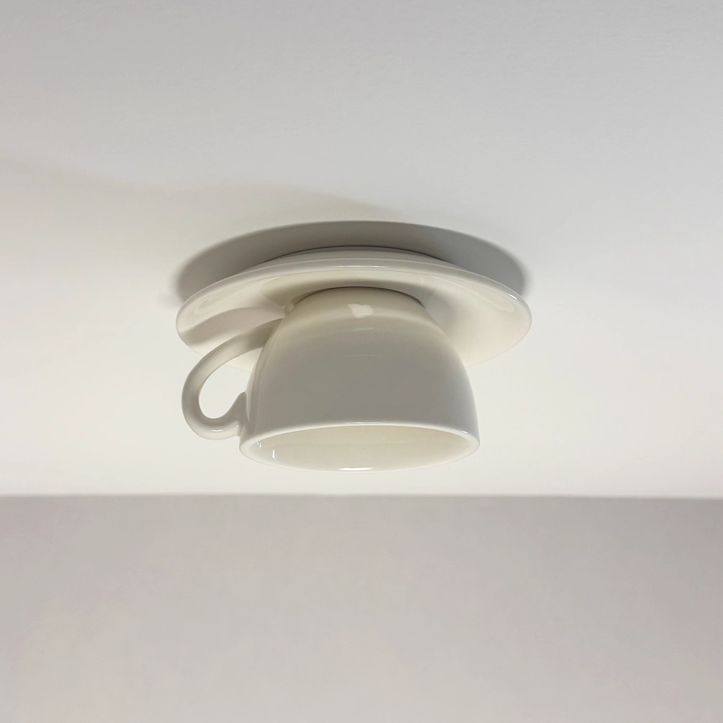 Modern Ceramic Flush Mount Ceiling Light With Gloss Finish in White — Harbor Light Co.