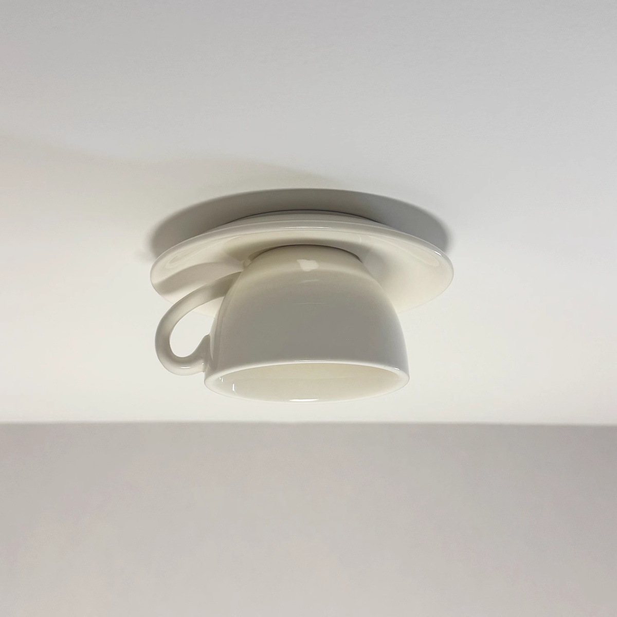 Modern Ceramic Flush Mount Ceiling Light With Gloss Finish in White — Harbor Light Co.