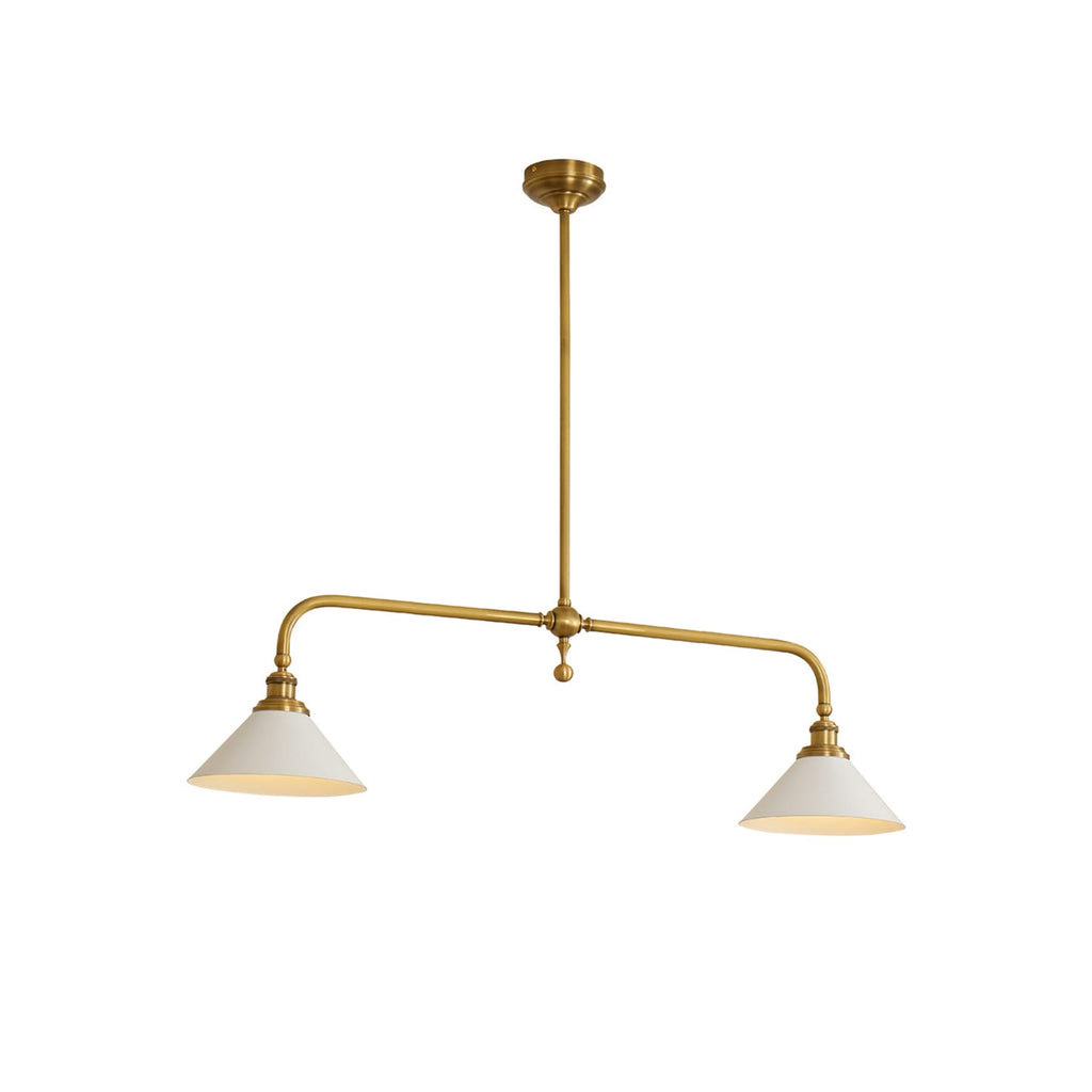 Modern Brass Pendant Light With Ceramic Shades for Dining Room in 2 heads L47.2" x W9.1" x H11.8" (L120 x W23 x H30 cm) — Harbor Light Co.