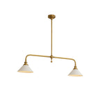 Modern Brass Pendant Light With Ceramic Shades for Dining Room in 2 heads L47.2" x W9.1" x H11.8" (L120 x W23 x H30 cm) — Harbor Light Co.