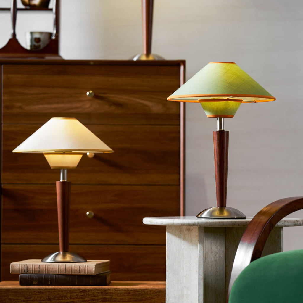 Retro Wood Table Lamp With Fabric Shade for Living Room — Harbor Light Co.