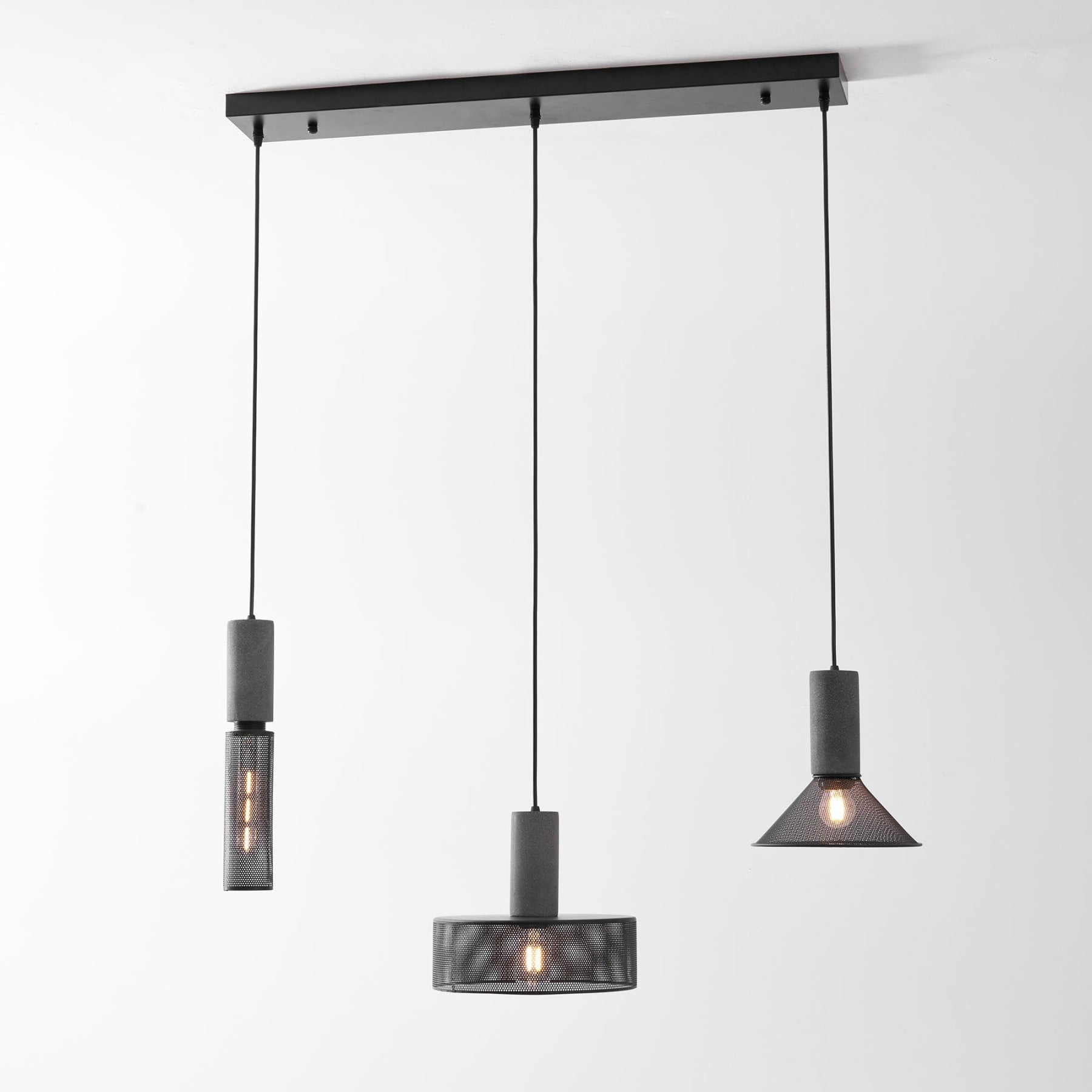 Industrial Wrought Iron Concrete Pendant Light With Warm LED Glow — Harbor Light Co.