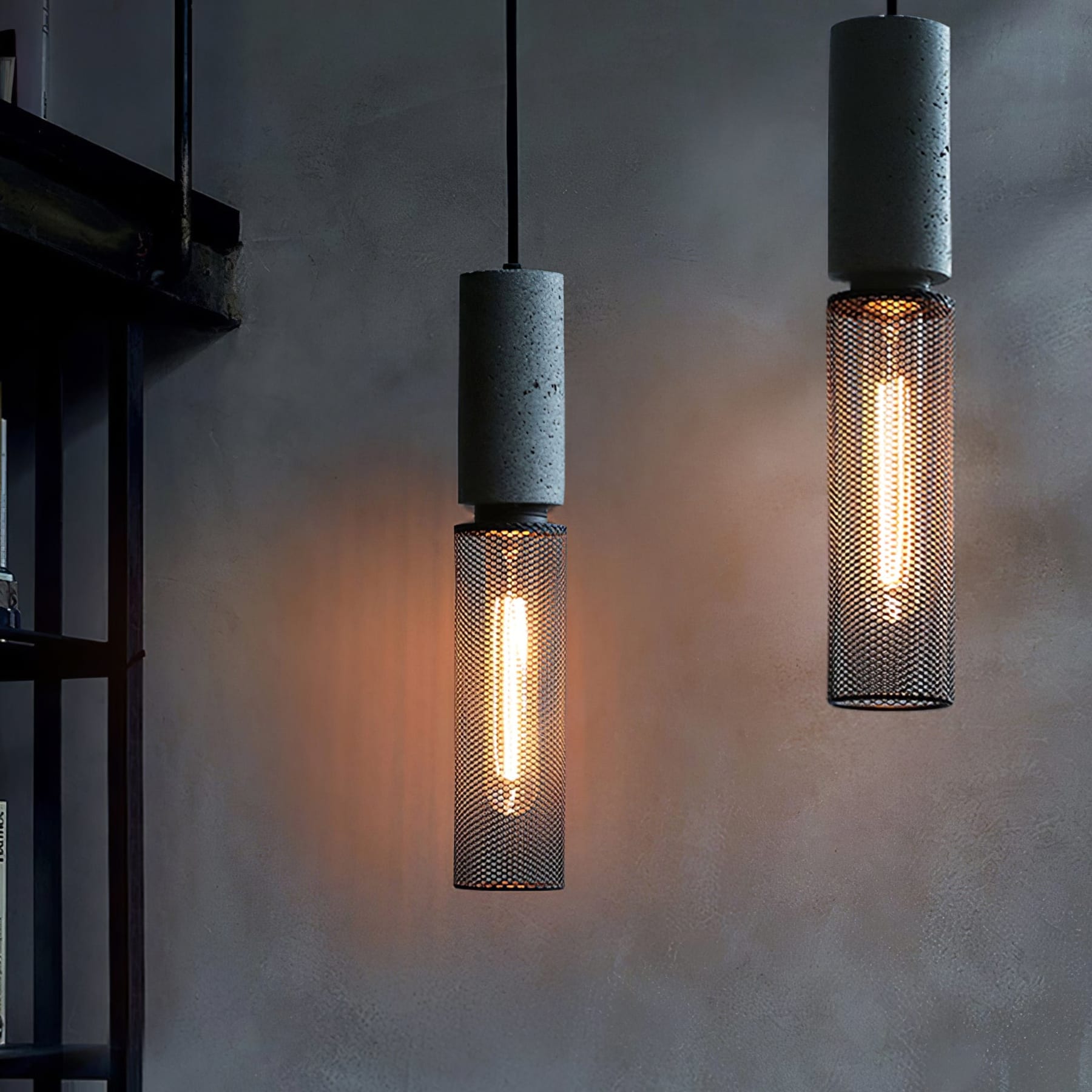 Industrial Wrought Iron Concrete Pendant Light With Warm LED Glow — Harbor Light Co.