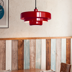 Mid-Century Metal Dining Room Pendant Light with Layered Disc Shade