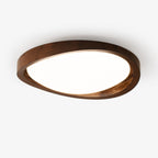 Modern Wood Flush Mount Ceiling Light With Tri-Color Glow in Walnut Wood Grain — Harbor Light Co.