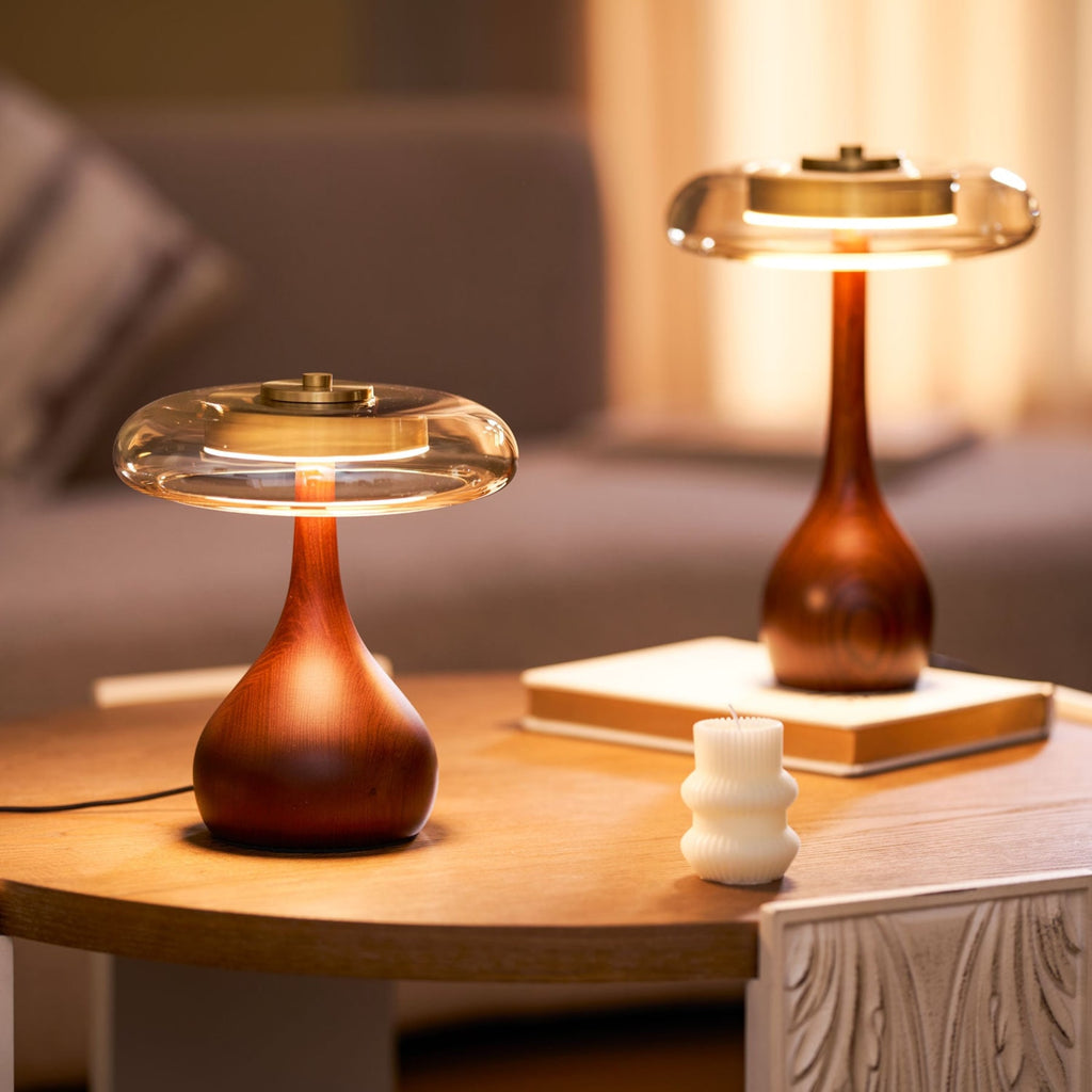 Modern Ash Wood and Brass Table Lamp for Living Room — Harbor Light Co.