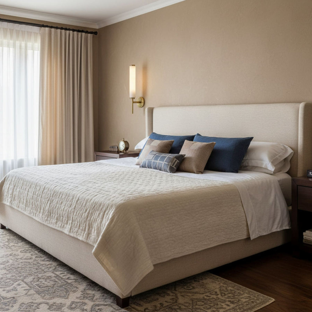 Modern Faux Alabaster Wall Light With Warm Glowing Shade — Harbor Light Co.