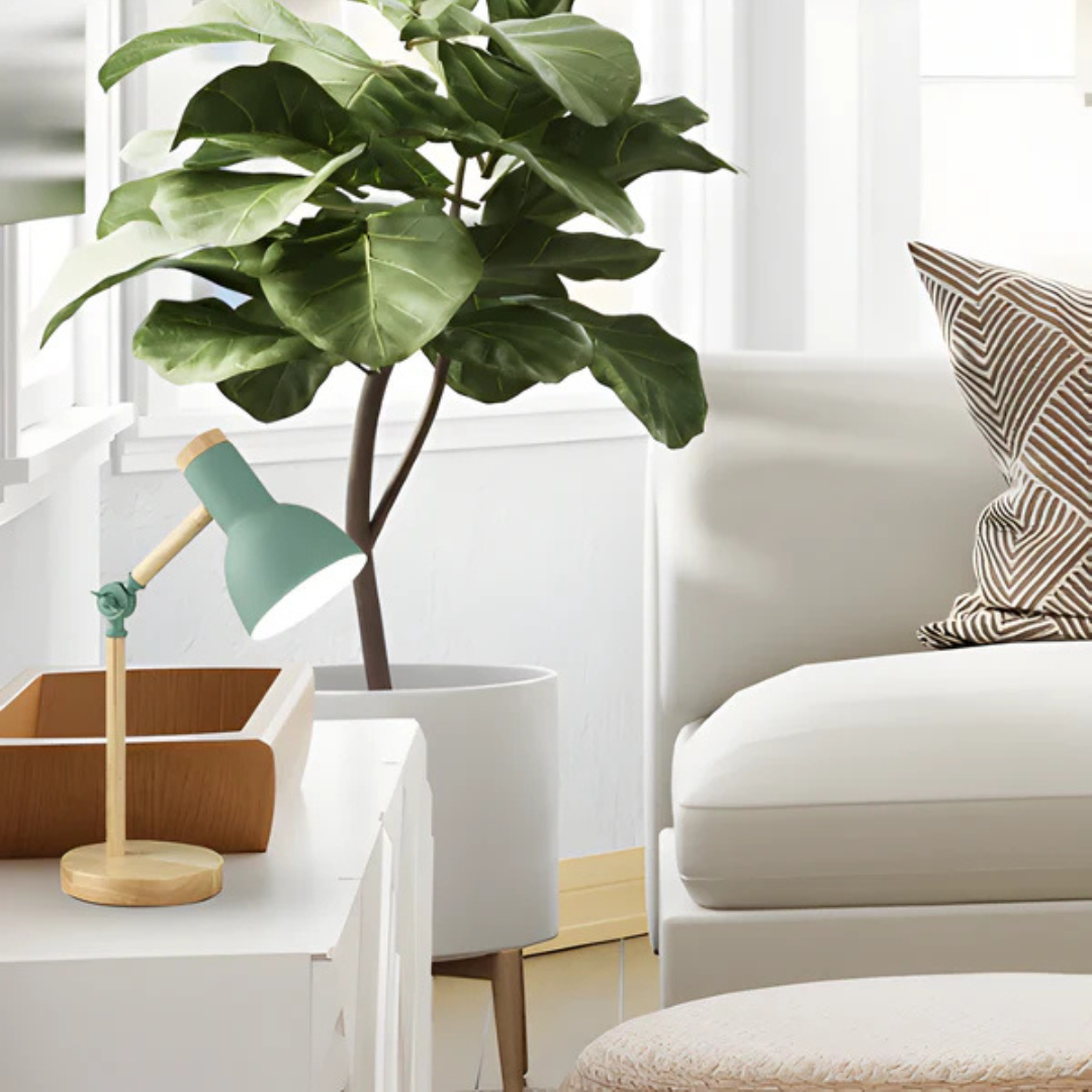 Modern Adjustable Wood and Metal LED Light Table Lamp